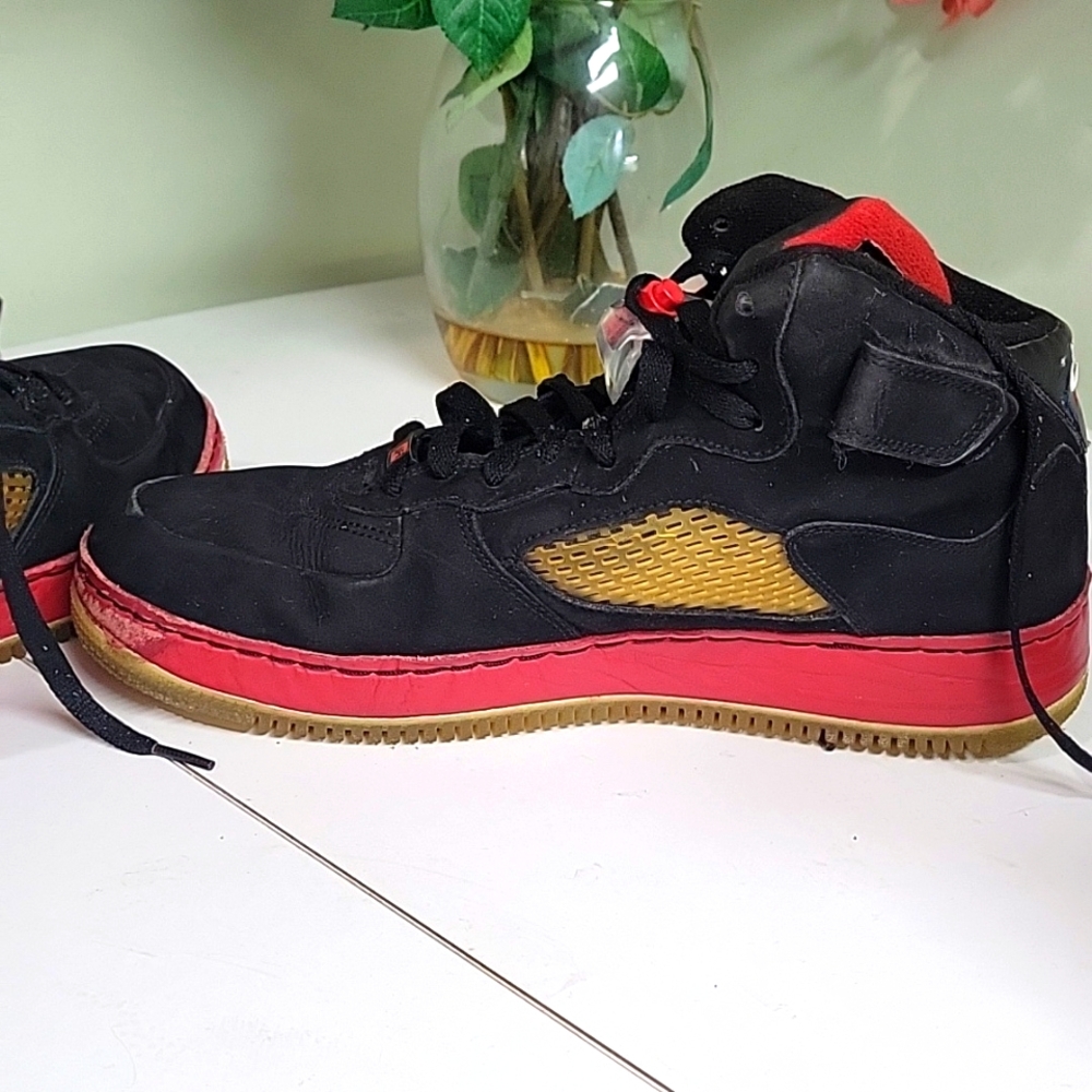Nike Air Jordan Fusion 5 High Top Mens Size 11.5 45.5 Black Red Shoes 318608-062 - Picture 6 of 13
